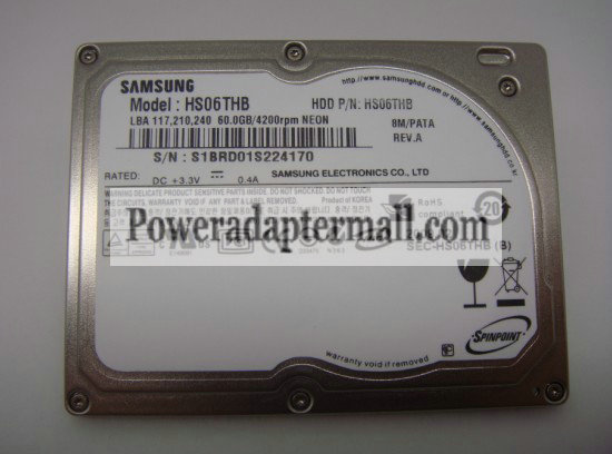 1.8" 60GB SAMSUNG HS06THB Hard Drive HDD for Dell D430 Mini_12