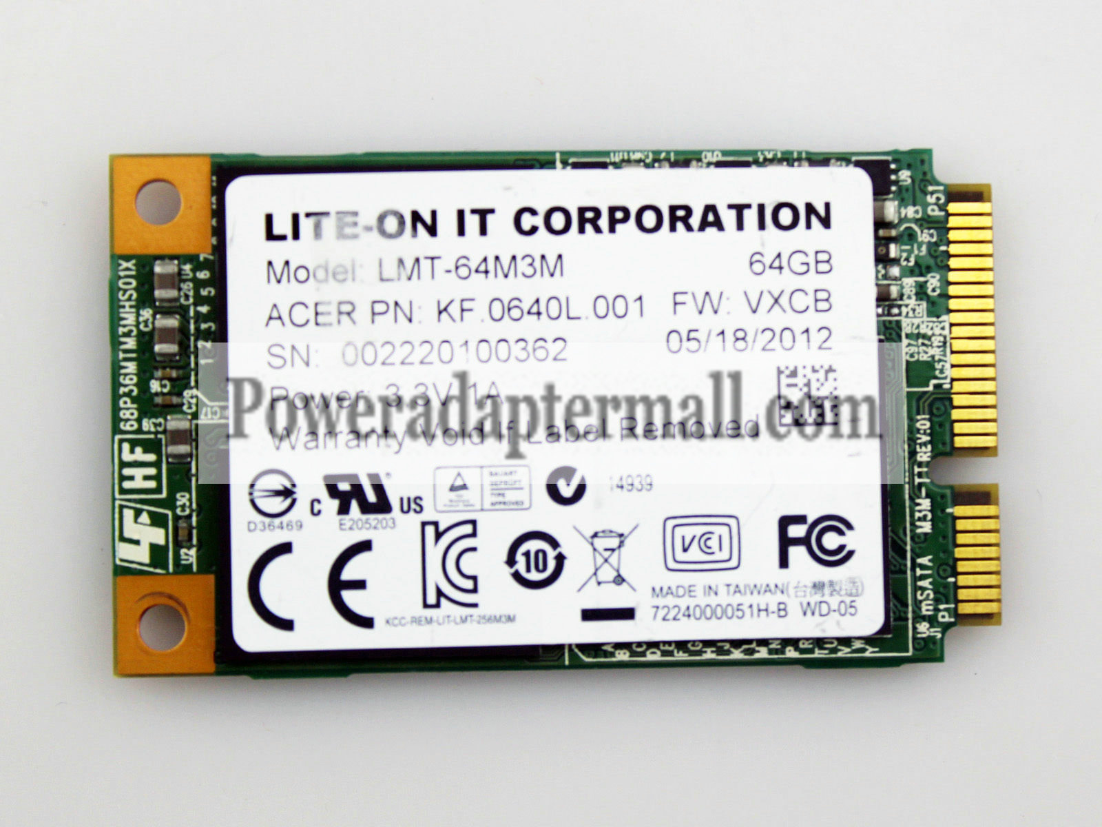 LITEONIT 64GB SSD LMT-64M3M MSATA Solid State Drive for Laptops - Click Image to Close