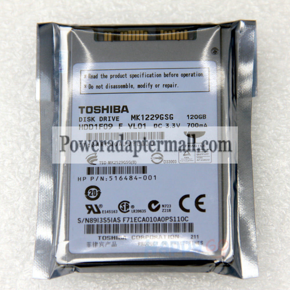 120GB Toshiba MK1229GSG Hard Disk Drive For Lenovo X300 X301