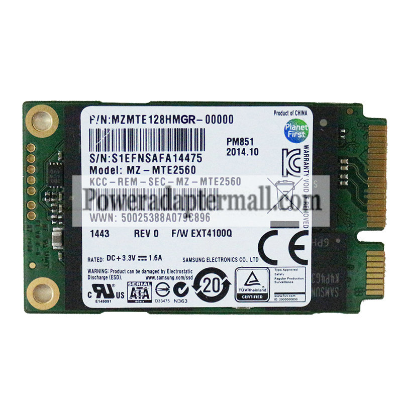 Samsung PM851 MZMTE128HMGR 128GB mSATA SSD For Lenovo/dell/hp - Click Image to Close