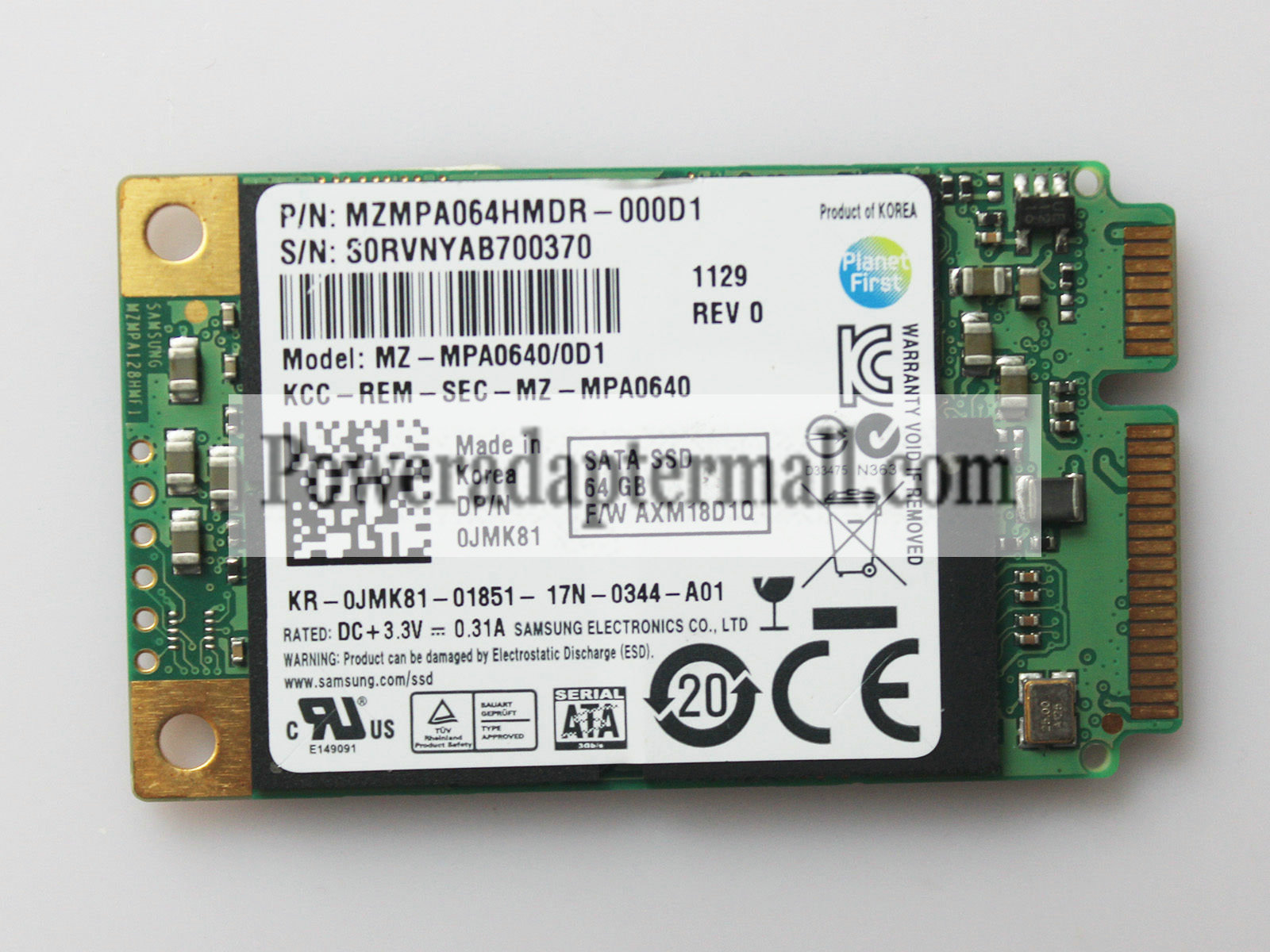 Samsung SSD 64GB Mini-SATA MZMPC064HMDR-000D1 Hard Drive OJMK81