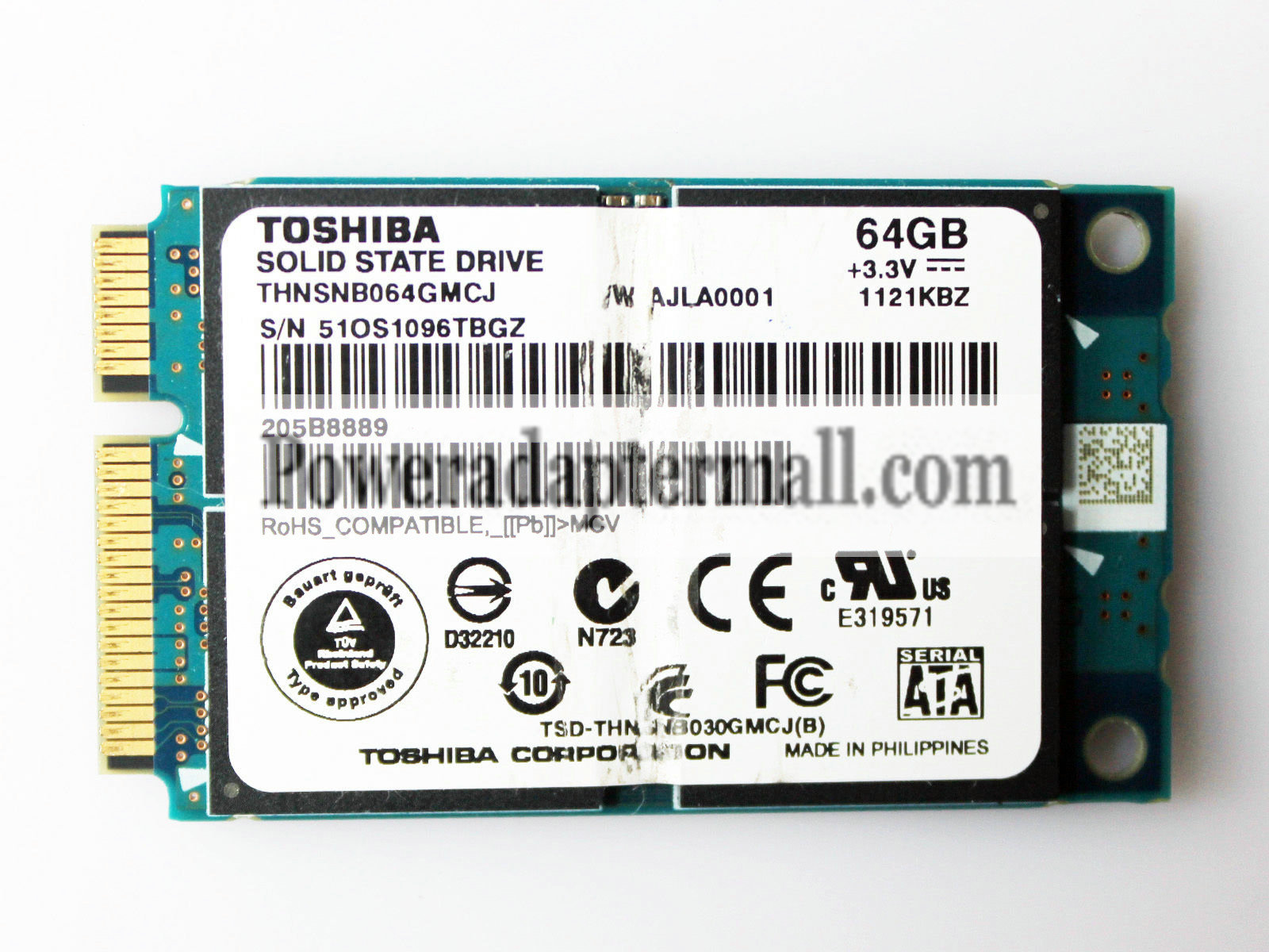 Toshiba 64GB SSD MSATA THNSNB064GMCJ 3.3V Solid State Drive - Click Image to Close