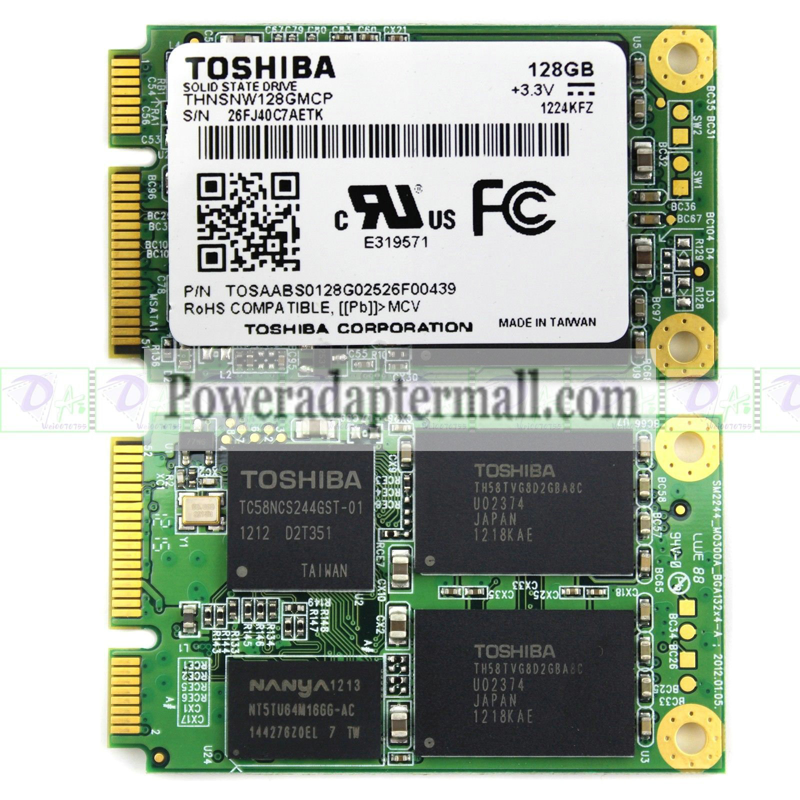 TOSHIBA SSD Solid State Drive THNSNW128GMCP 128G 3.3V MSATA PCIE - Click Image to Close