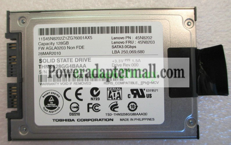 Lenovo 128gb Ssd Hard Drive 45n8202 3.0gbps Fru 45n8203 1.8"