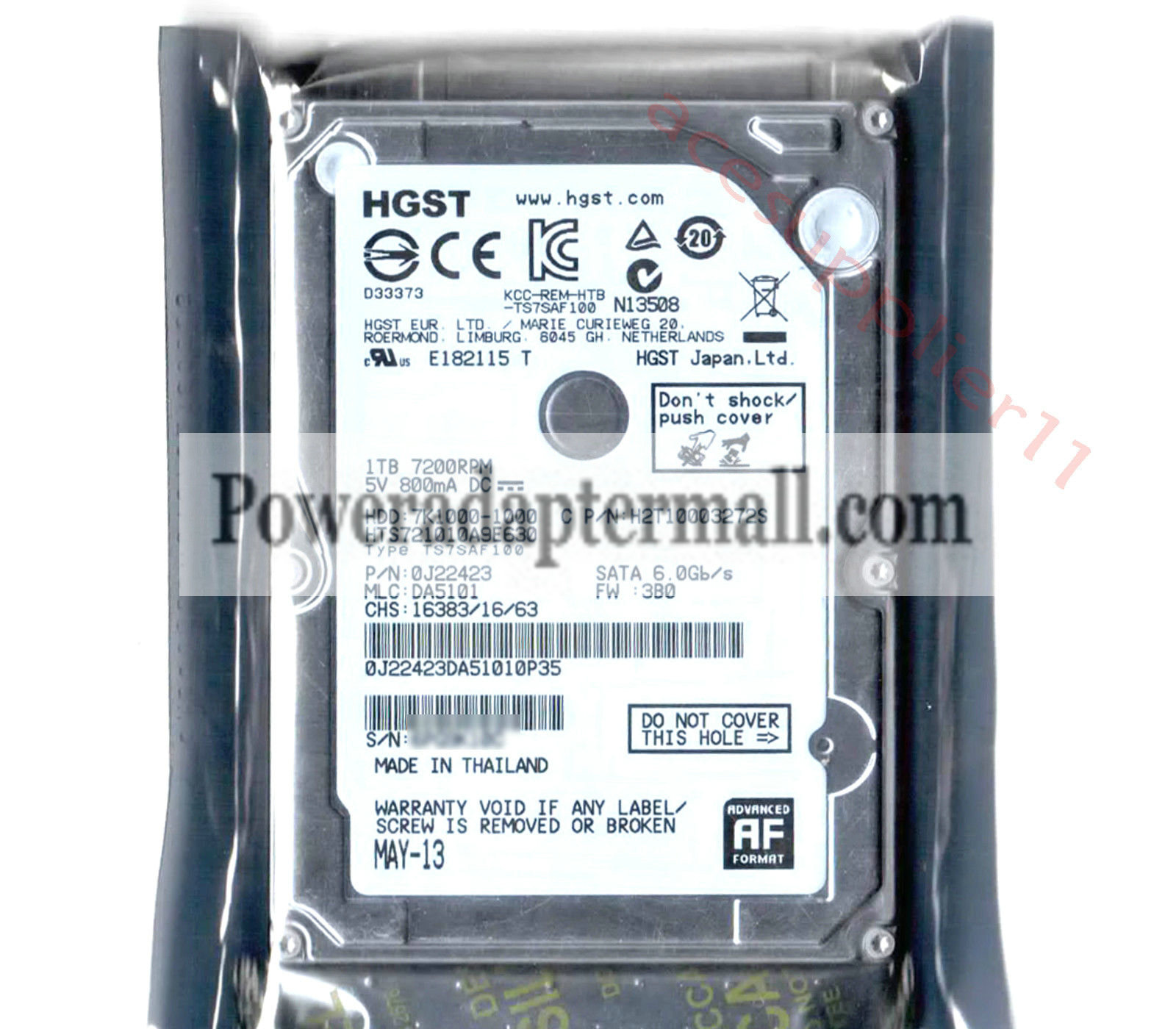 2.5"SATAIII 6.0Gb 7K1000 1TB HTS721010A9E630 7200RPM Hard Drive - Click Image to Close