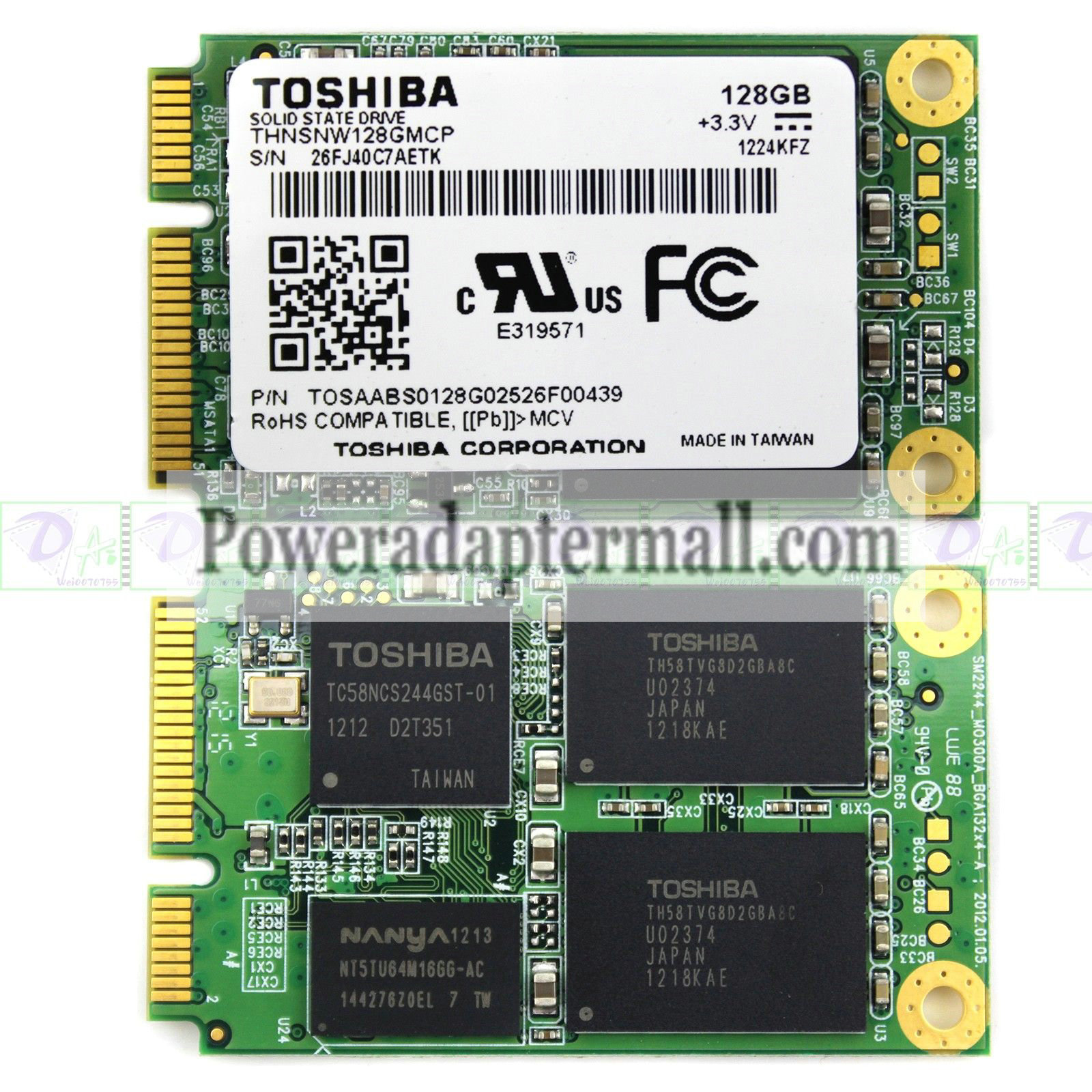 TOSHIBA THNSNW128GMCP 128GB SSD Solid State Drive 3.3V MSATA PCI - Click Image to Close